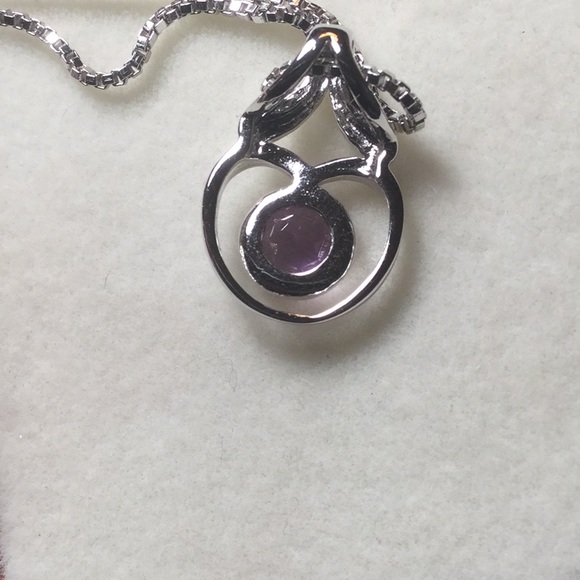 1 carat Gen Amethyst in .925 SS Heart w/18”box Chn - Picture 4 of 6